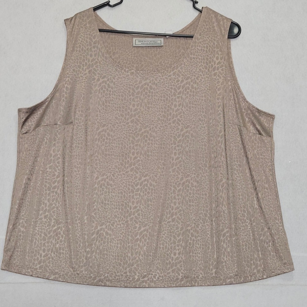 SIMONTON‎ Says Women's Beige Leopard Print Sleeveless Tank Top Plus Size 2XL